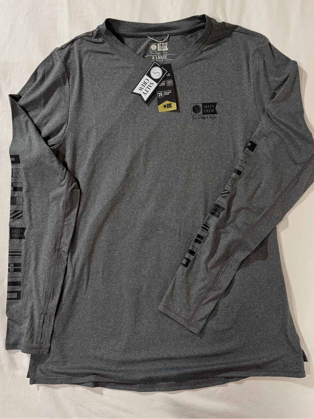 Salty Crew Thrill Seekers Crew Performance Shirt XL Gray UPF 50+ NWT